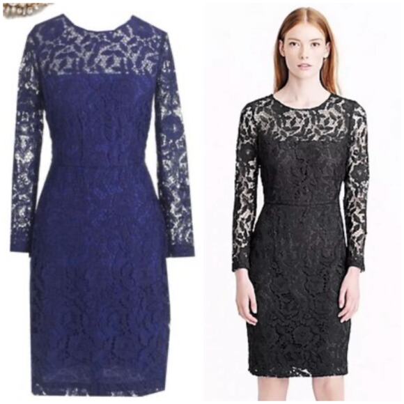J. Crew Collection Lace Dress Cocktail Sheath Knee Length Classic Blue US 8 - Picture 11 of 11